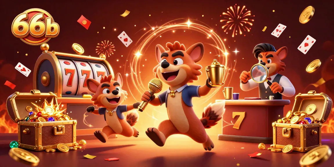 66b hyenas host a lively casino comedy club, featuring slots and dynamic decorations.