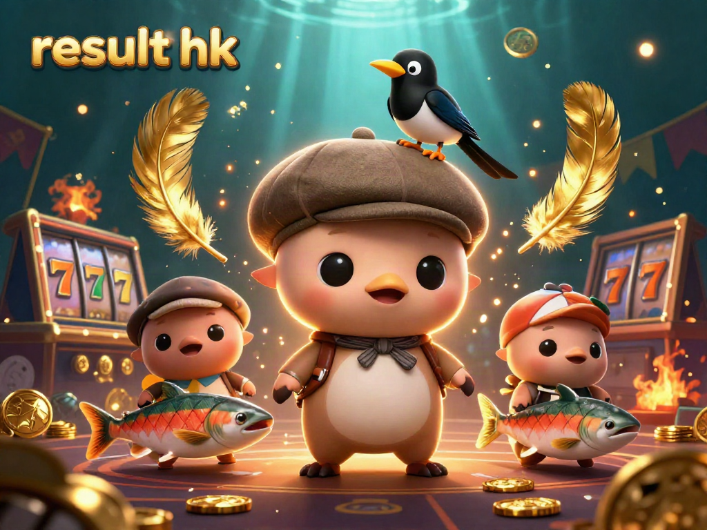 Play and win big with result hk in this vibrant casino scene featuring cartoon characters.