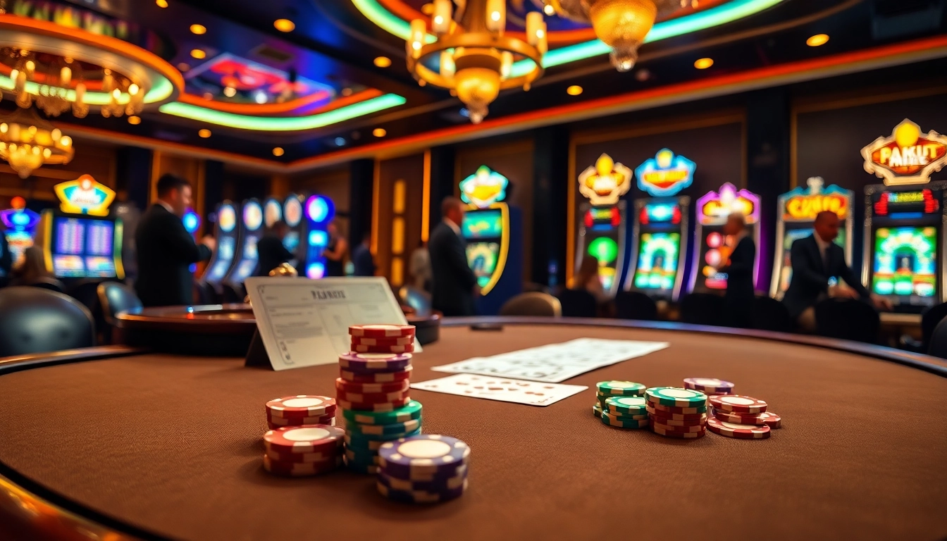 Experience the thrill of gambling at TV 88 with vibrant poker tables and slot machines.