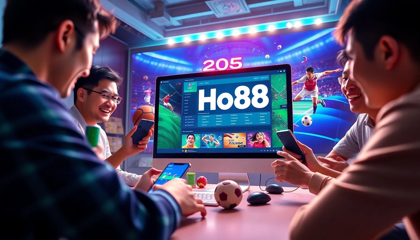 Ho88 online betting platform interface showcasing user engagement and vibrant sports graphics