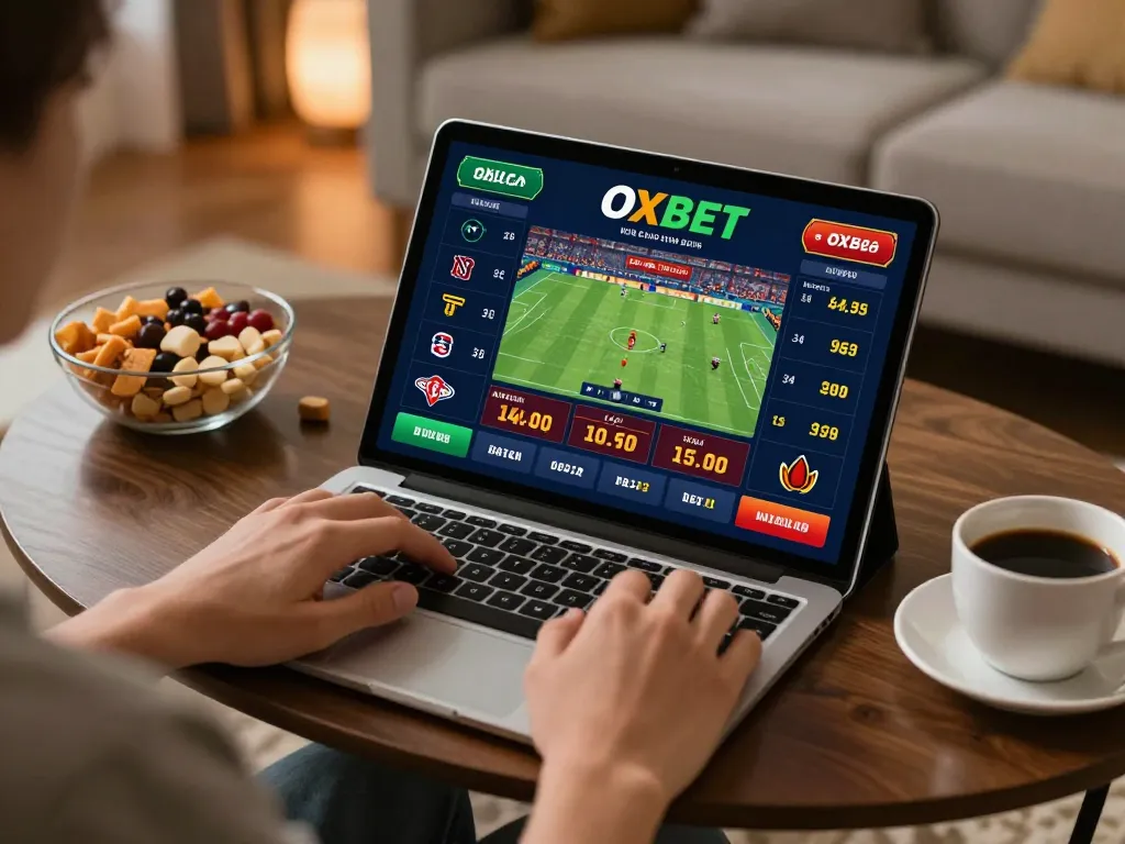 Betting on Nhà cái OXBET through a tablet, showcasing a cozy online gambling atmosphere