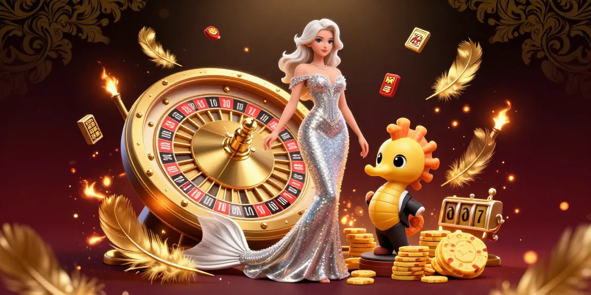 Engage with the excitement of mv88's vibrant casino scene featuring a glamorous mermaid and roulette wheel.
