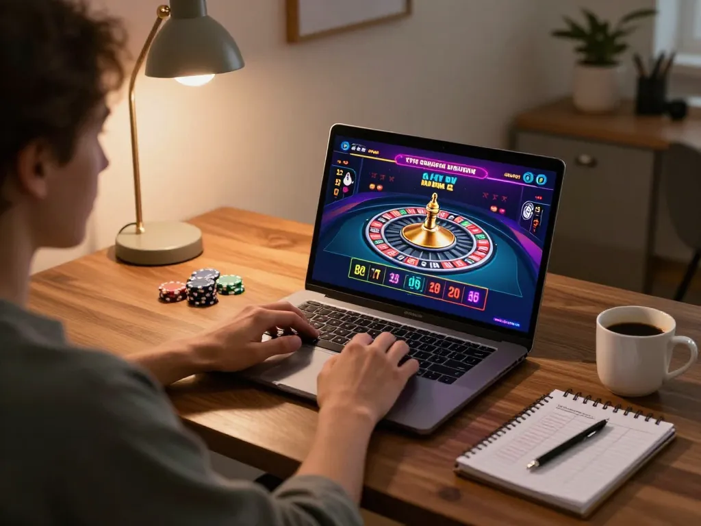 Player enjoying online casino experience at XX88 with a roulette game interface visible on laptop