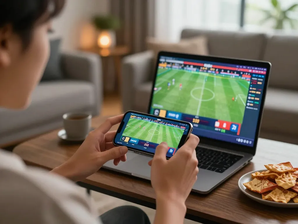 Engaging smartphone betting experience on 33win in a cozy home setting.