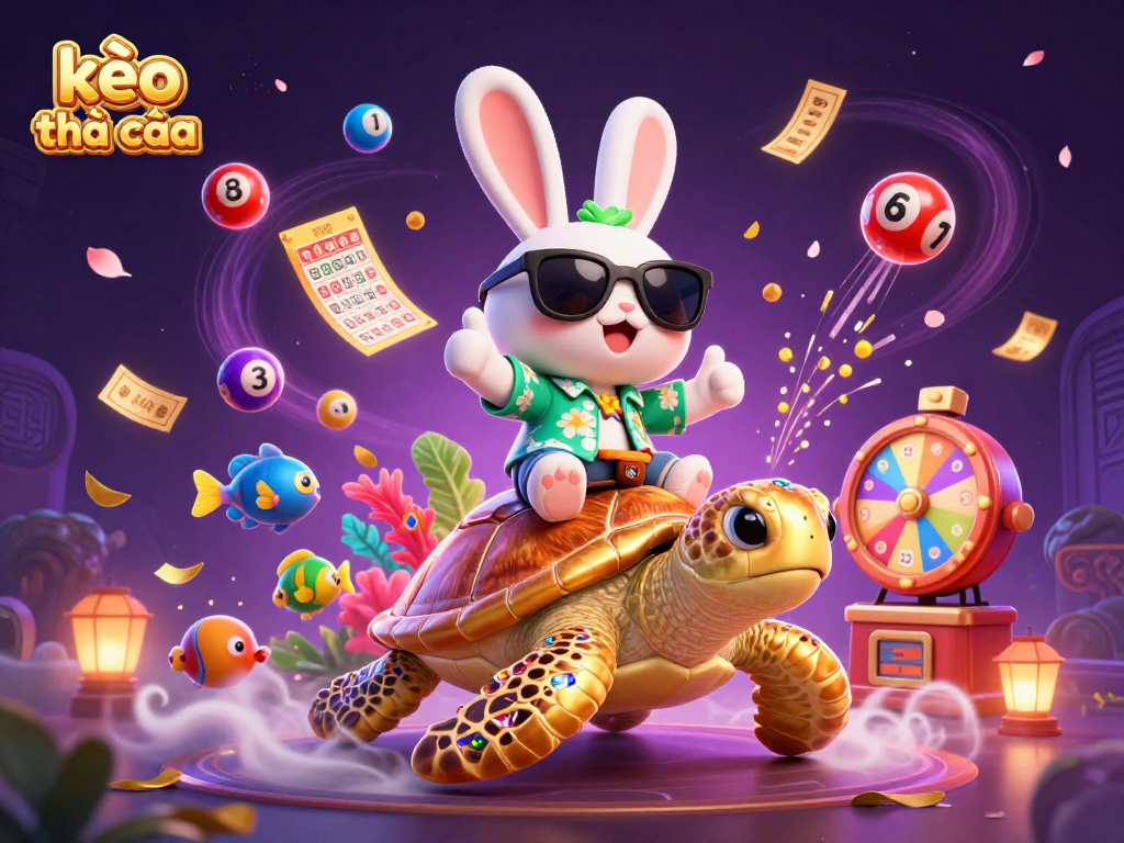 Engage in kèo nhà cái excitement with a vibrant illustration of a lucky rabbit and golden turtle.