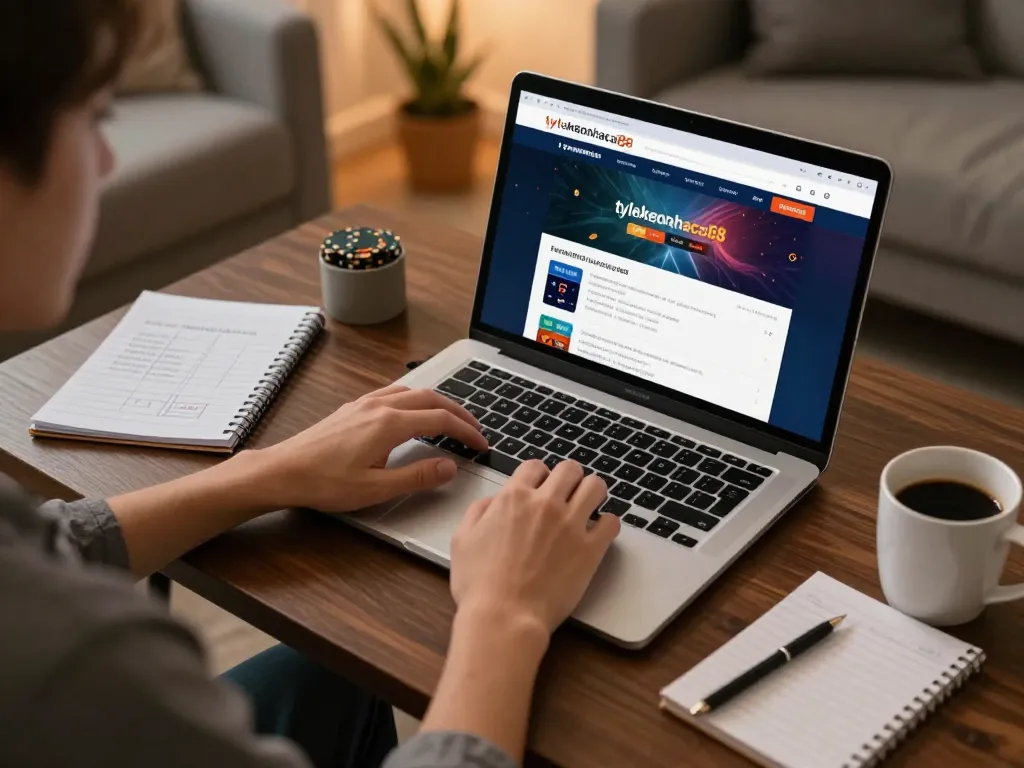 Engaging with tylekeonhacai88 online betting platform during a cozy home gaming session.