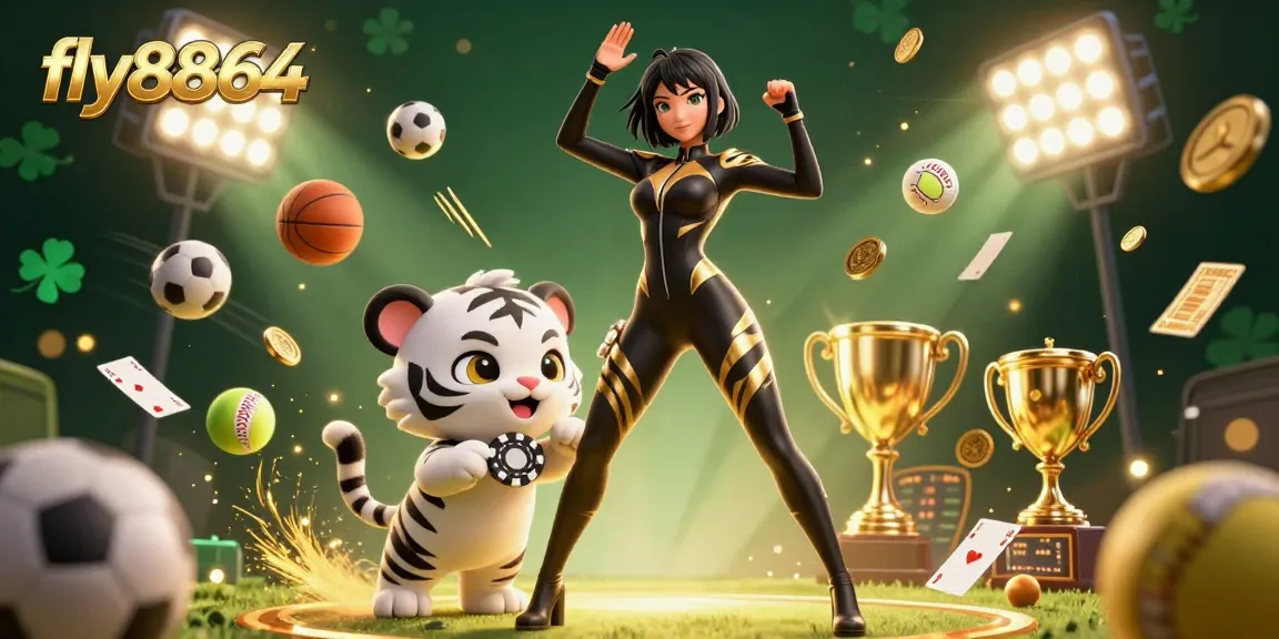 Experience thrilling gameplay with fly8864 in a vibrant and detailed casino scene featuring sports elements and dynamic action.