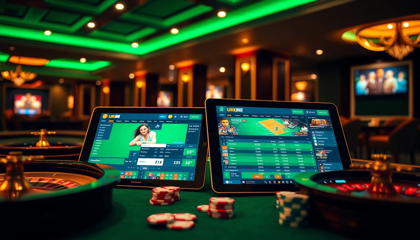 Experience the thrill of betting at https://uk88.za.com/ with exciting casino visuals highlighting popular games.