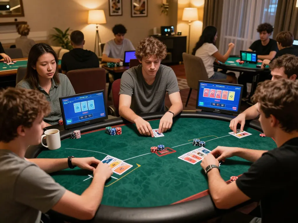 Engaged players enjoying online games with v788 bet securely on their screens, showcasing strategic gameplay.