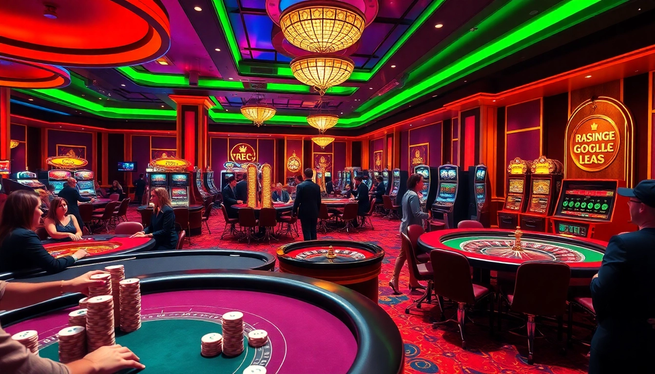 Experience the thrill of winning with xn88com at a vibrant casino featuring poker tables and roulette wheels.