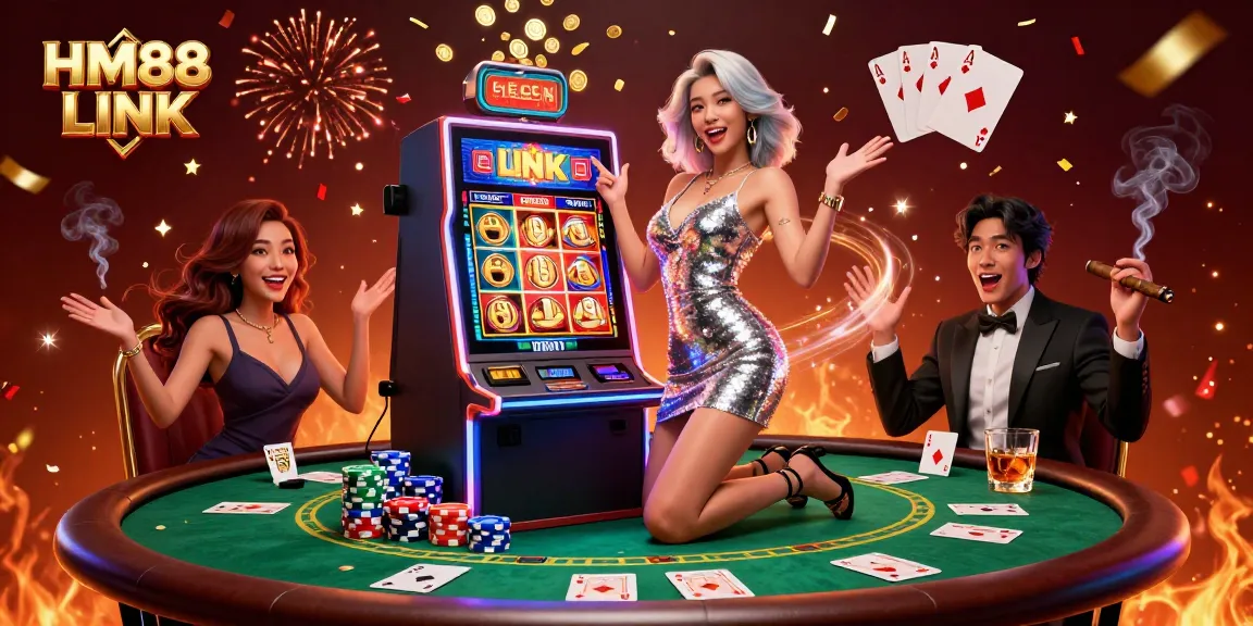 Experience the thrilling HM88 LINK casino atmosphere with excited players and stunning jackpots.