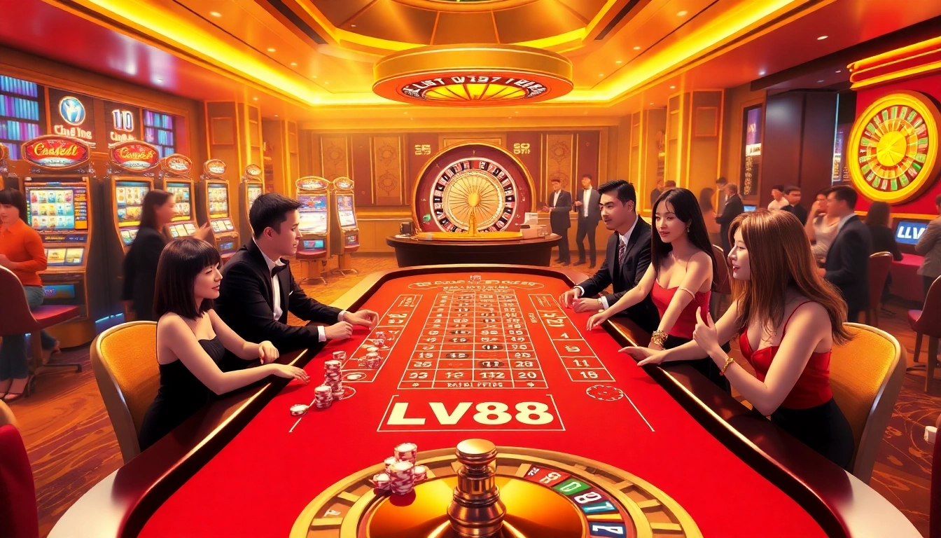 Experience the excitement of baccarat at LV88 casino with vibrant games and luxurious setup.