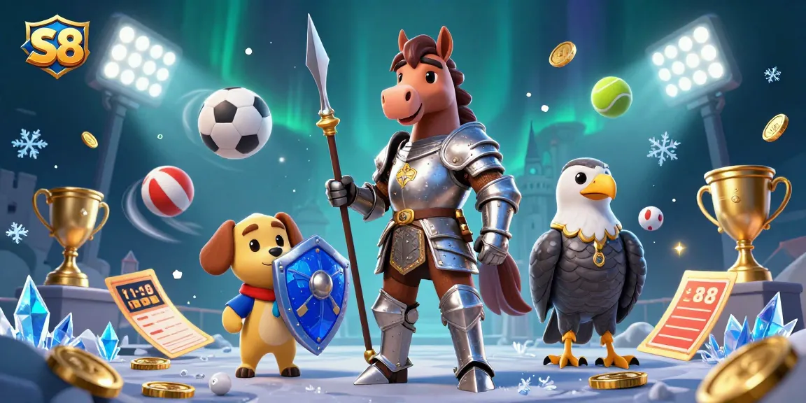 S8 promotes winning strategies in a vibrant casino scene with dynamic gaming elements.