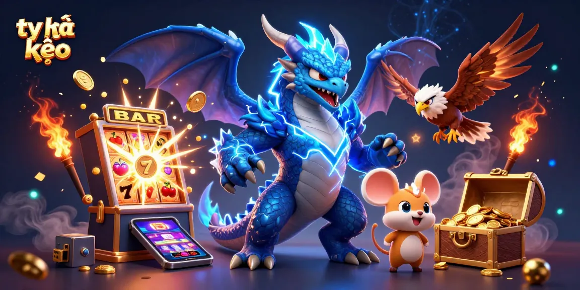 Bet on tỷ lệ kèo with thrilling characters and vivid casino elements in a dynamic 3D scene.