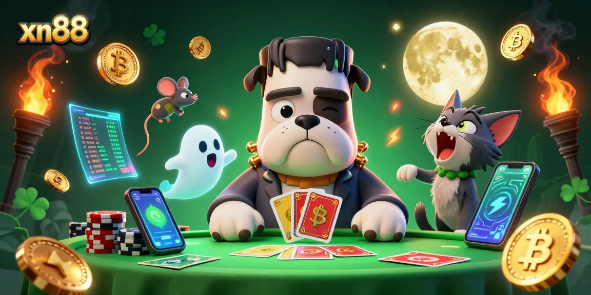 Engage with xn88's thrilling casino experience featuring cartoon characters in a rich gaming scene.