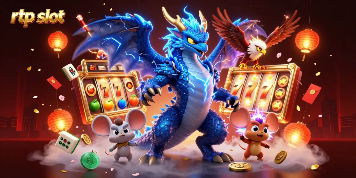 Engage with the thrilling rtp slot experience as magical creatures surround vibrant casino elements.