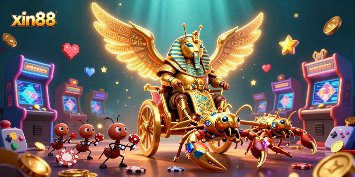 Experience the vibrant adventures of xin88 with a golden scarab casino scene full of treasures and excitement.
