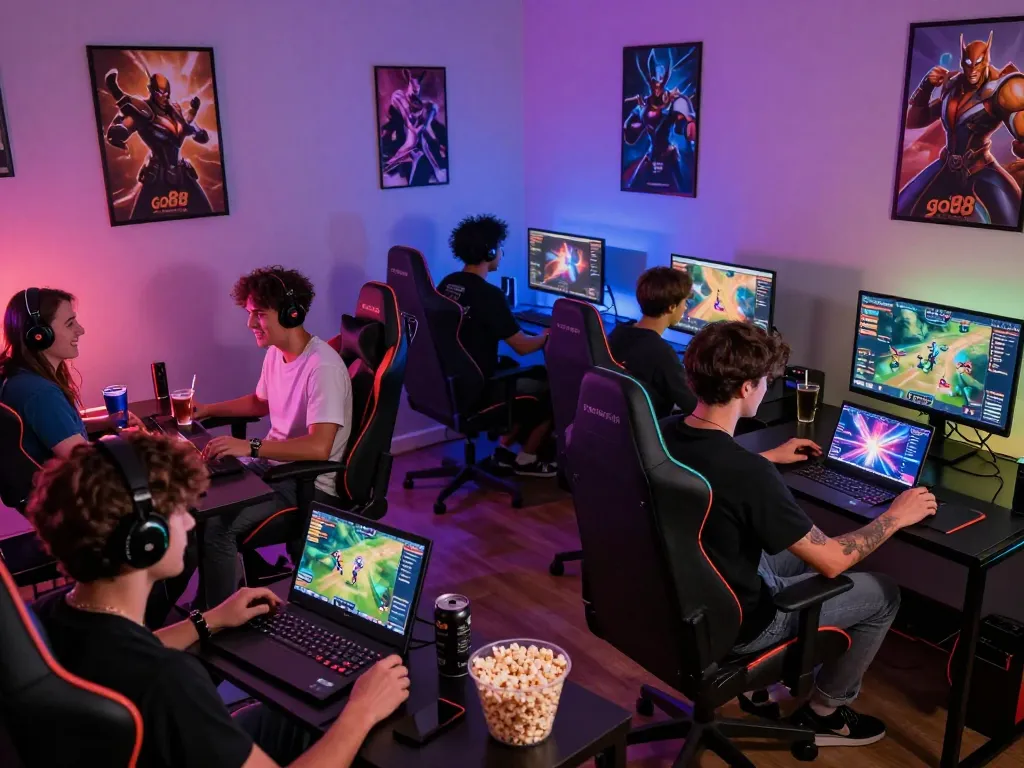 Players enjoying Go88 gaming platform with vibrant atmosphere and modern technology.