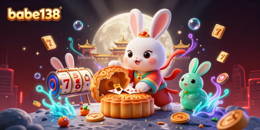 Ilustrasi 3D menampilkan babe138 dalam suasana kasino dengan simbol buah dan jackpot, menggambarkan permainan yang menyenangkan.