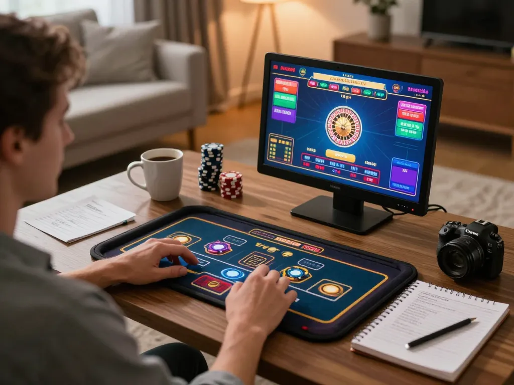 Engaging online gaming scene at home with abc8go app on tablet, showcasing live roulette gameplay