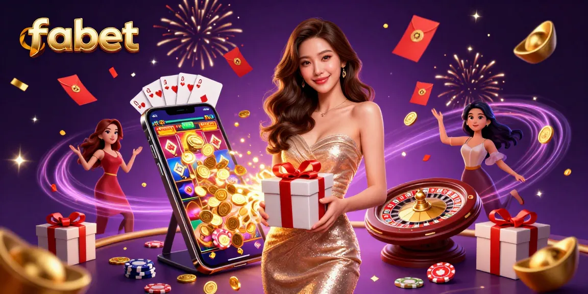 Experience exciting wins at fabet with a festive Lunar New Year casino scene featuring vibrant games.