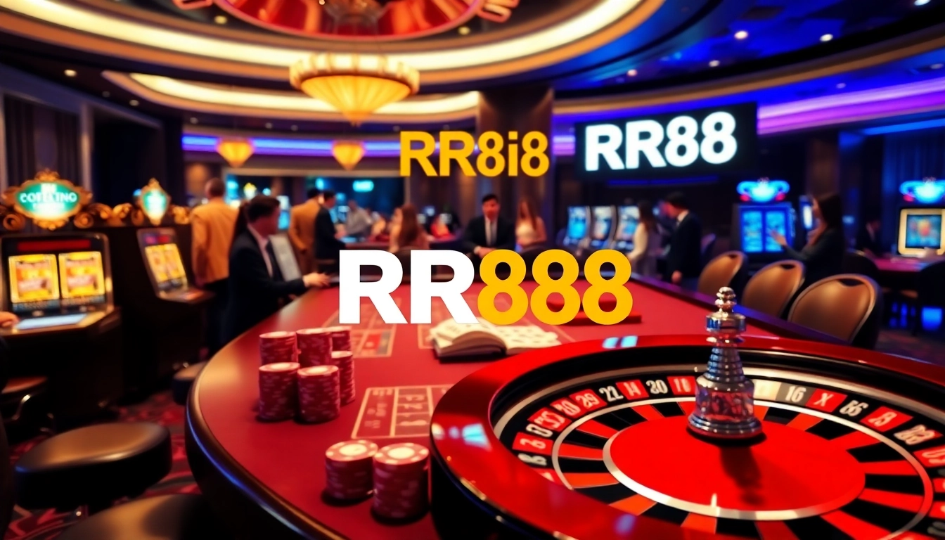 Experience the excitement of rr88 with vibrant casino tables and engaging dealers.