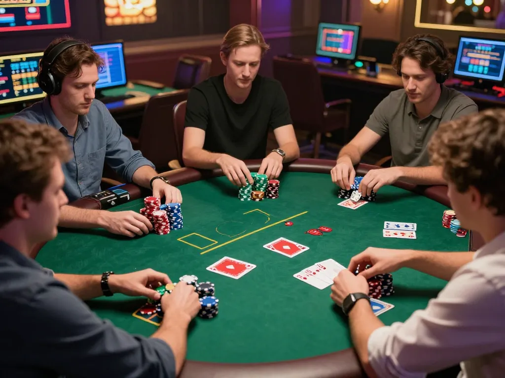 Players engage in an intense poker game online at 78wingo, showcasing competitive spirit and strategy.