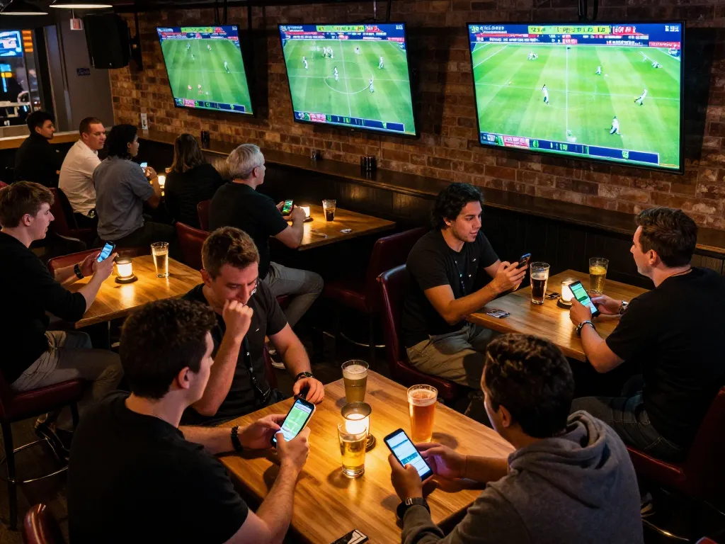 Socolive sports enthusiasts engaging in live betting and cheering during football matches.