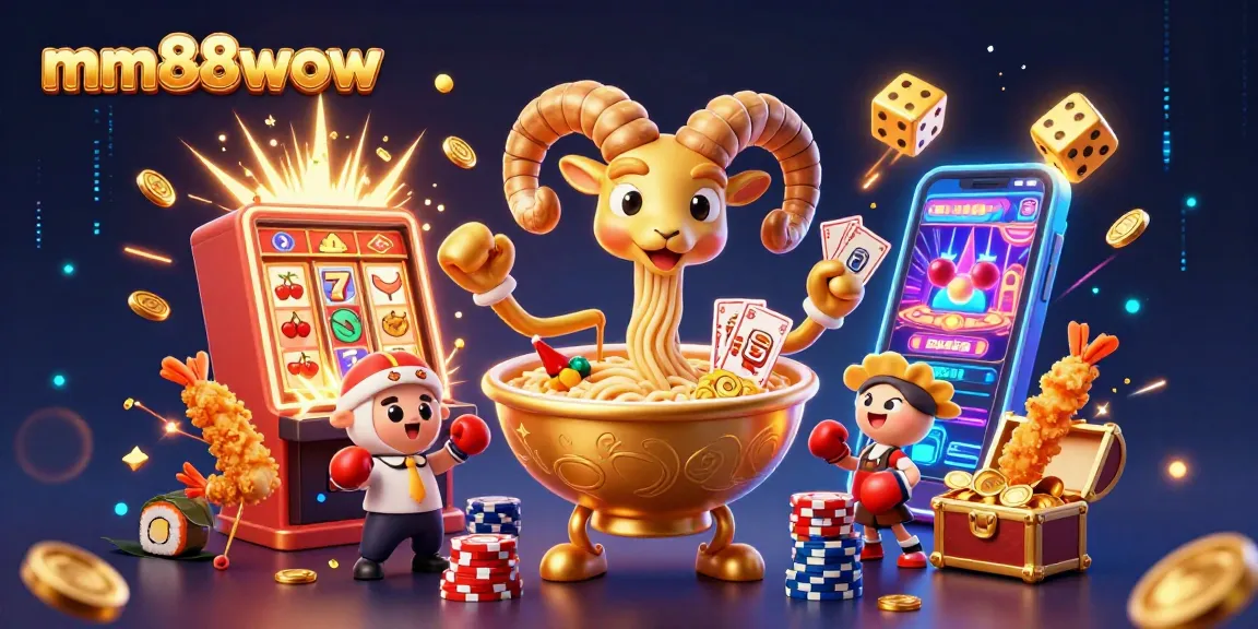 Join the excitement at mm88wow with a vibrant scene of cartoon characters at a dynamic casino environment.