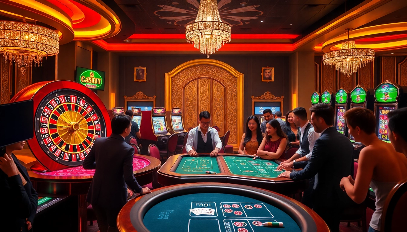 Engage with the thrill of online gambling at https://hitclub4.app/ featuring vibrant casino tables and colorful slot machines.