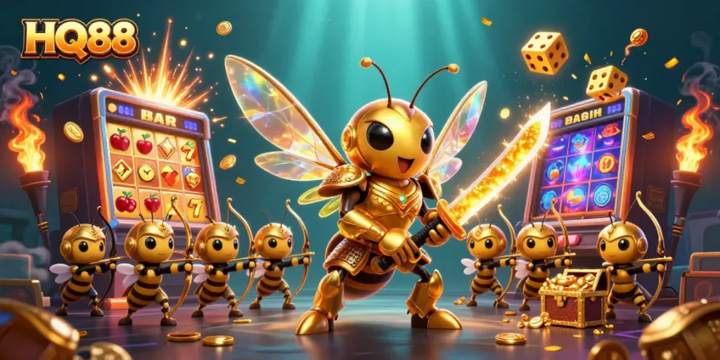 Engage with HQ88's thrilling gaming realm, featuring a dynamic casino scene filled with excitement and action.