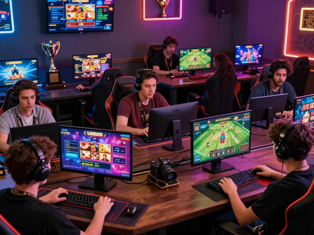 Engaged players enjoying hitclub's vibrant online gaming experiences across devices in a modern digital environment.