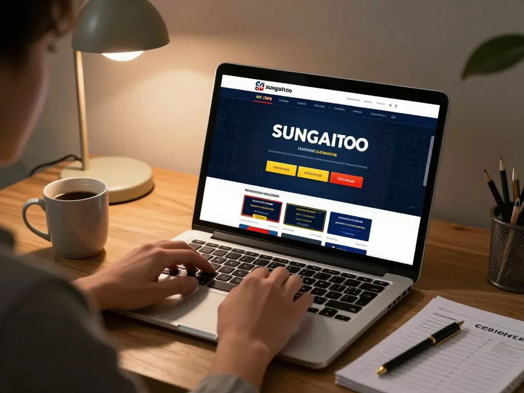 Engaging with sungaitoto online casino interface, highlighting strategic betting in a cozy home office.