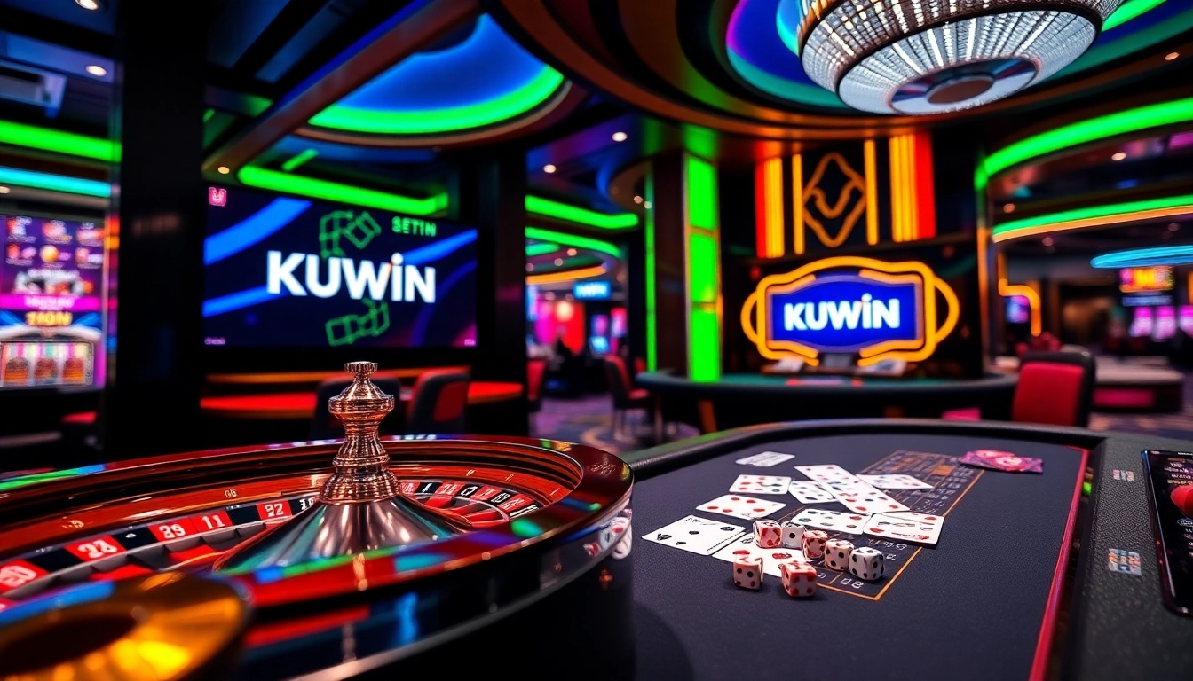 Engaging poker table displaying KUWIN betting experience with vibrant chips and cards.