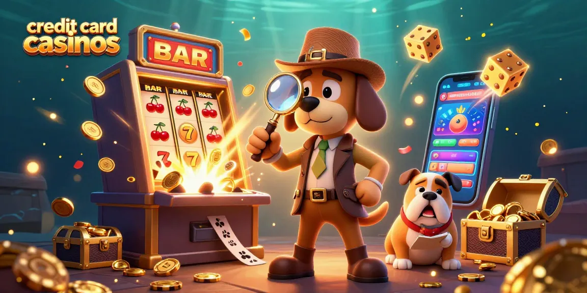 Engage with credit card casinos featuring a detective bloodhound and treasure-themed Illustrations.