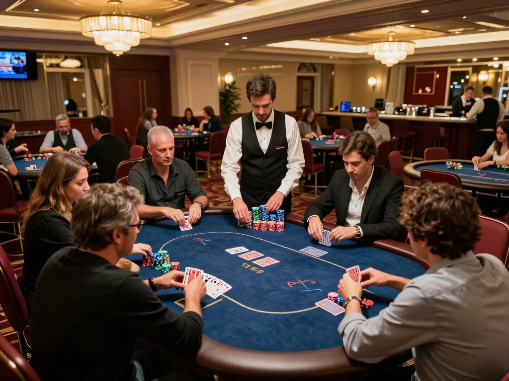 A thrilling poker game at uu88.com featuring intense player focus and colorful chips in a luxurious casino setting.