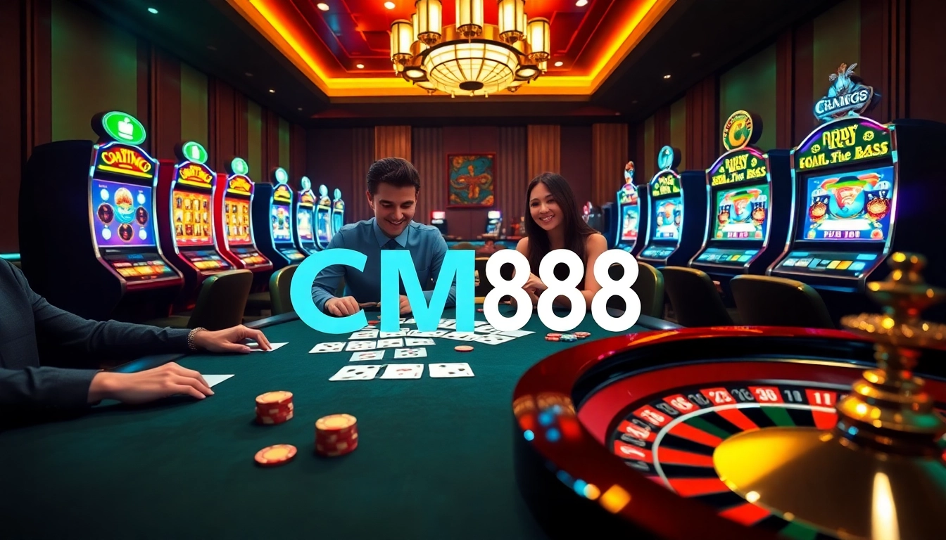 Engaging players registering at CM88 with vibrant casino elements highlighting excitement and professionalism.