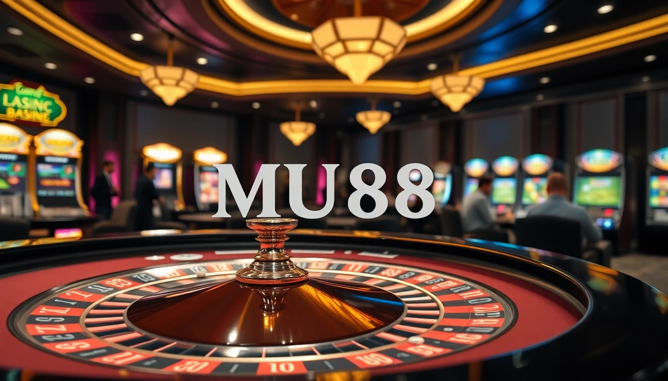 Experience exhilarating gameplay at MU88 casino with vibrant slot machines and exciting poker tables.