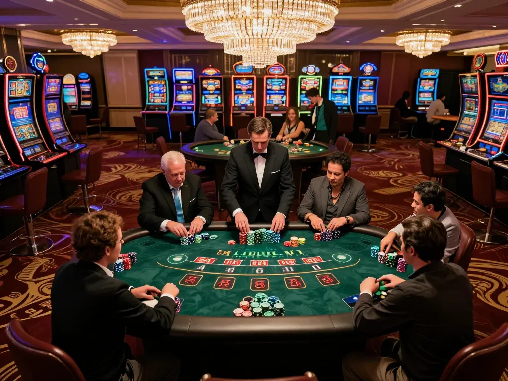 Players strategizing at TX88 blackjack table in upscale casino environment
