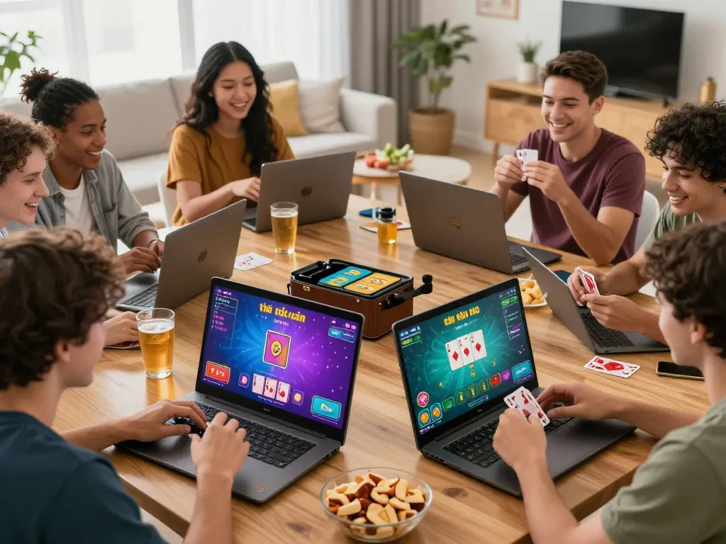 Exciting online gaming session featuring friends playing Game bài with vibrant visuals.
