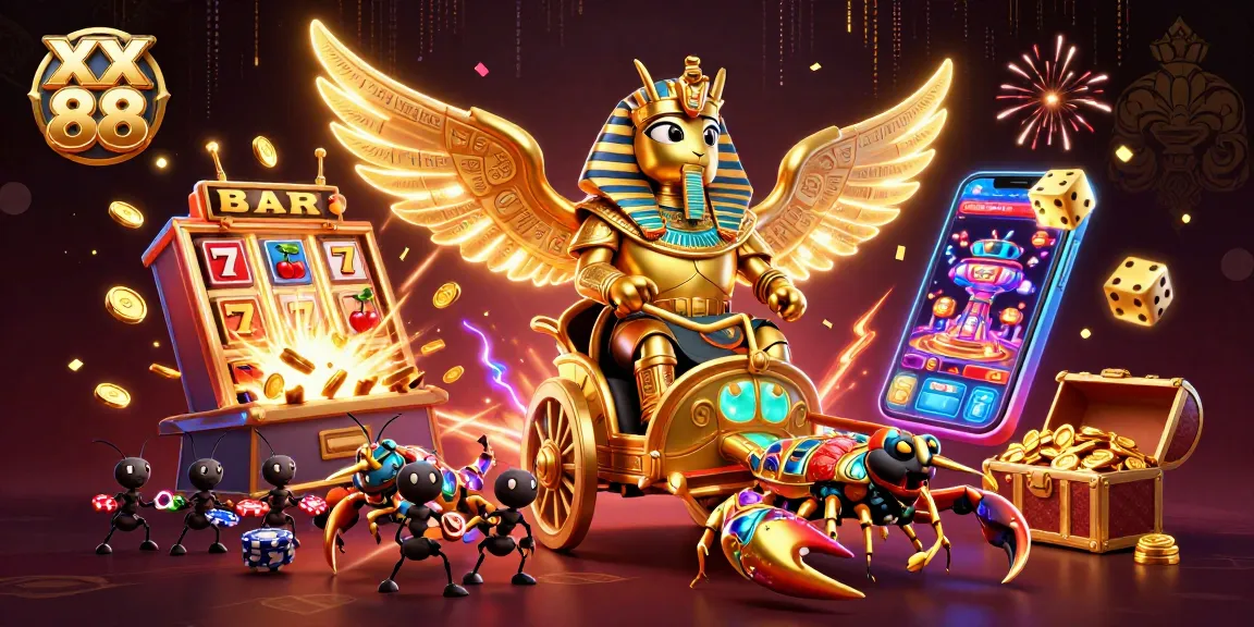 Engage with the exciting gaming world of XX 88 featuring a dynamic 3D scene of casino adventures.