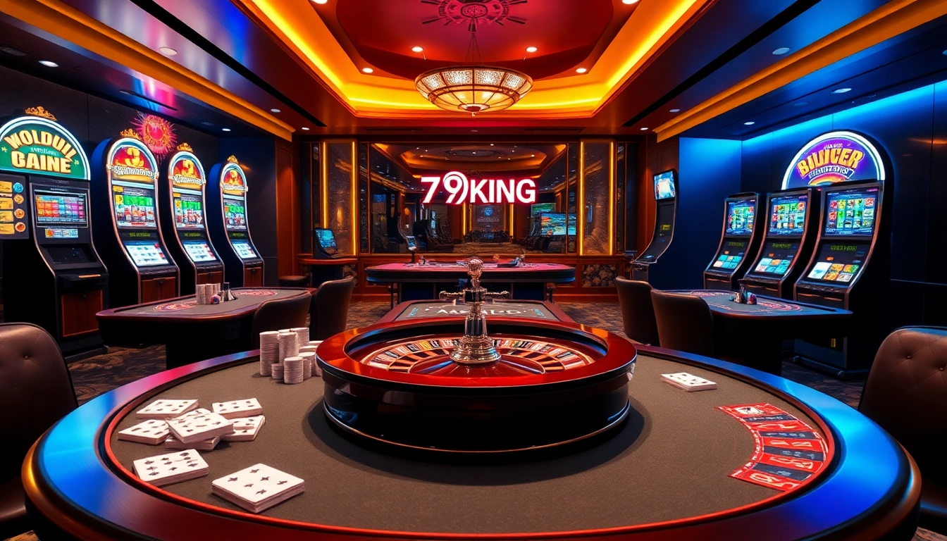 Experience the thrill of 79KING with vibrant online casino gaming features and luxurious visual elements.