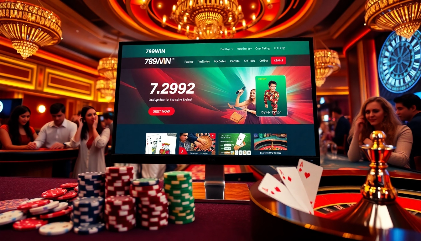 Experience the excitement of online gambling with the trang chủ 789win showcasing luxury gaming elements.