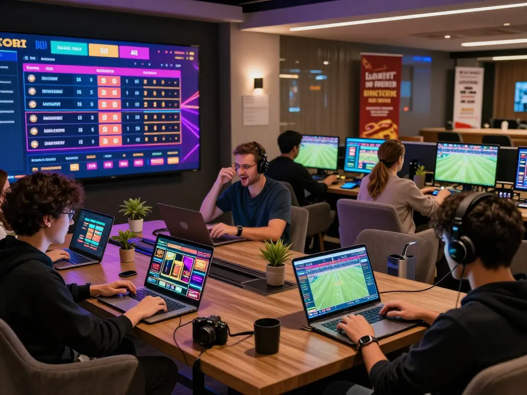Engaging scene of users enjoying online betting at 33 win platform with vibrant casino atmosphere.