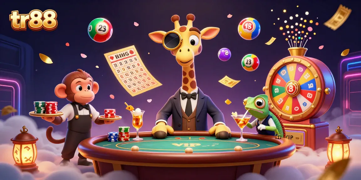 Experience the excitement of tr88 with vibrant casino elements in a dynamic 3D scene.