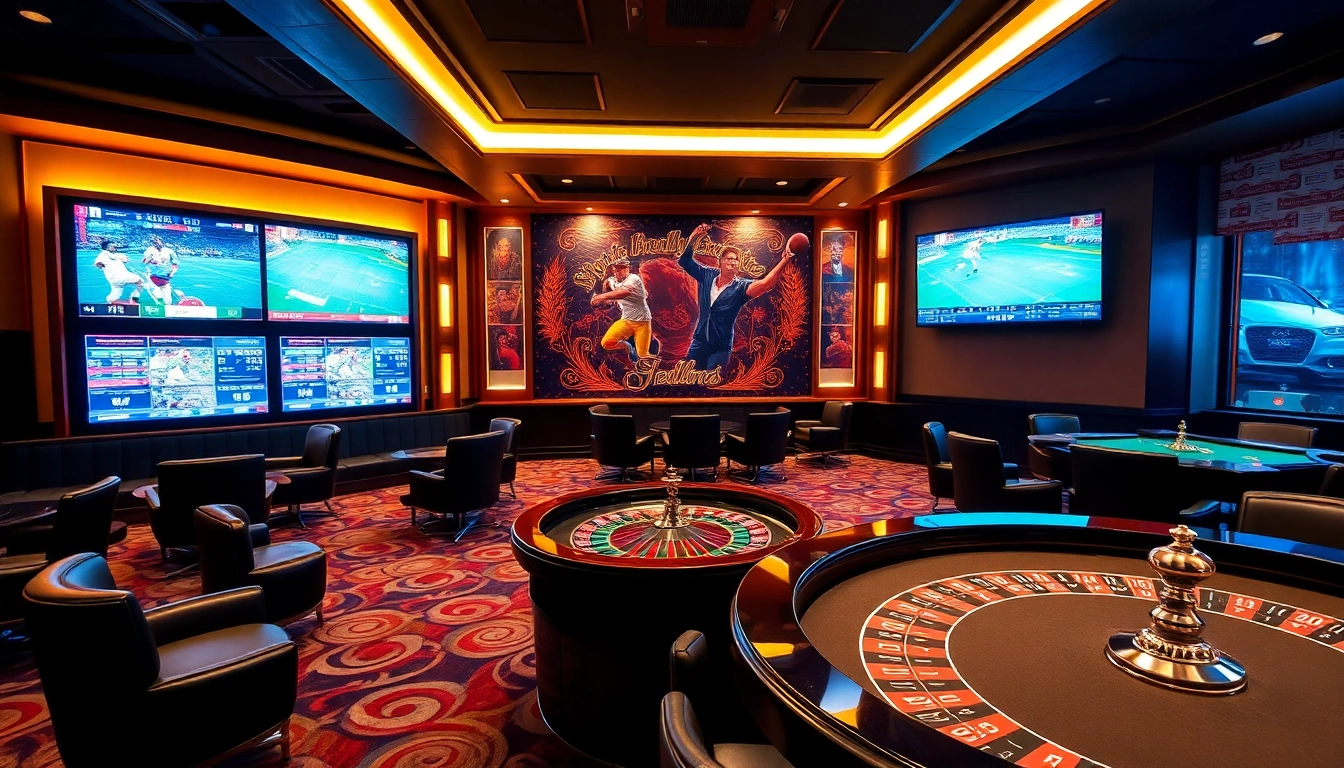 Betting excitement at Thể thao Sunwin with vibrant casino lounges and live sports displays.