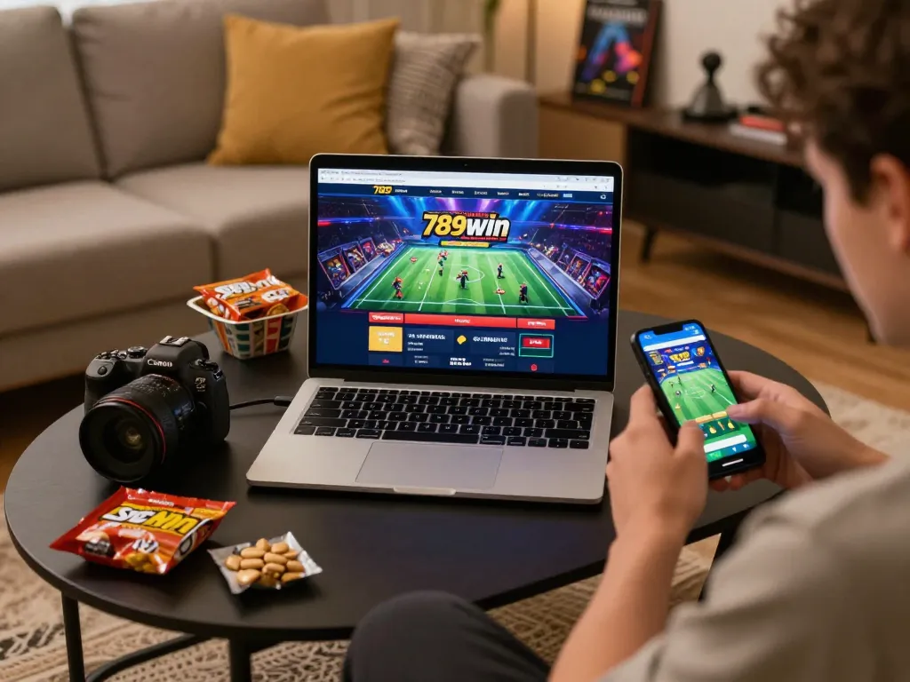 Engaging online gaming session at 789win from a cozy home environment