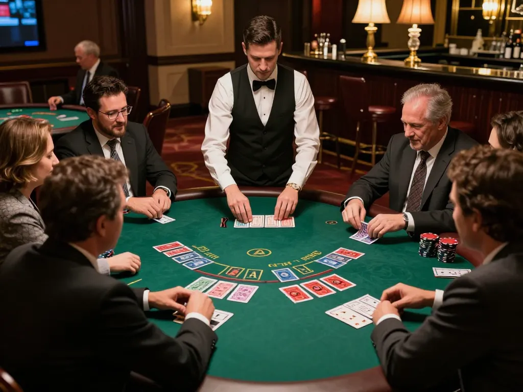 Engaged players at the blackjack table on x88 trang chủ, highlighting excitement and strategic gameplay.