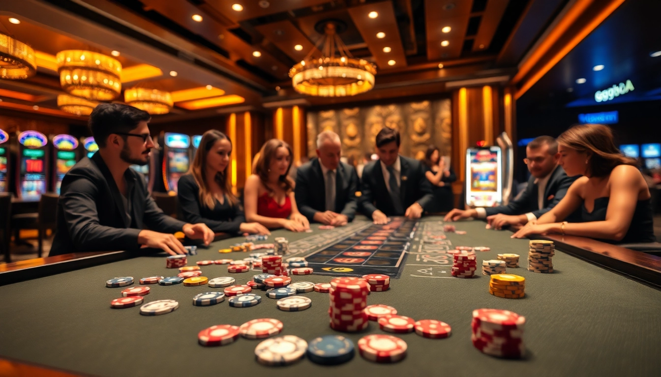 Engaging gamblers at a luxurious casino table, showcasing strategic play in gg88.video.