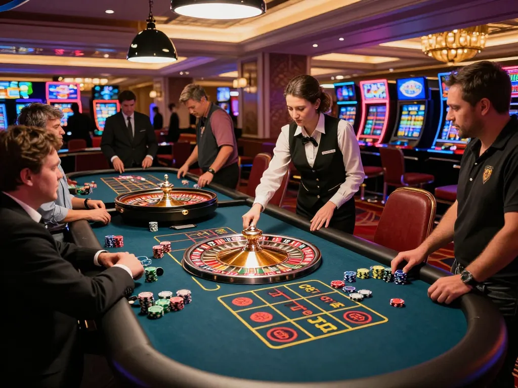 SUNWIN players engaging in an exciting roulette game at a luxurious casino, showcasing strategic bets and a vibrant atmosphere